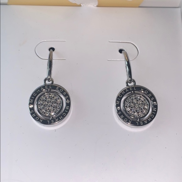 NIB Michael Kors SilverTone MOP Crystal Drop Earrings new in box - Picture 2 of 5